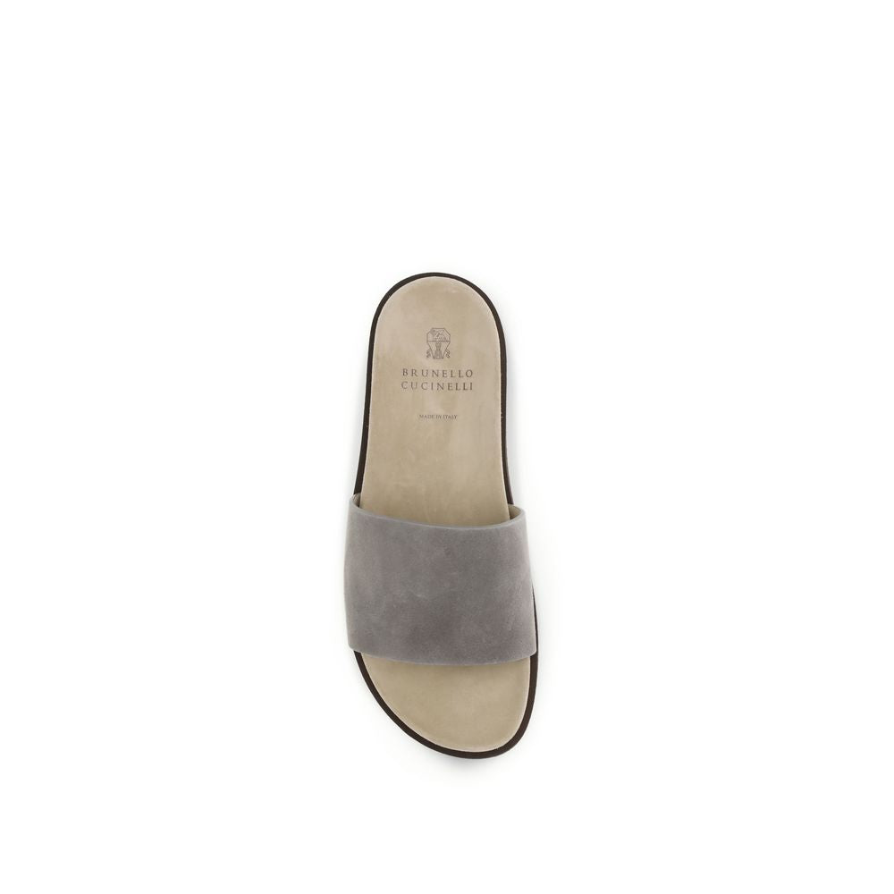Brunello Cucinelli Gray Lamb Ovis Aries Aries Sandals | Regal Royce