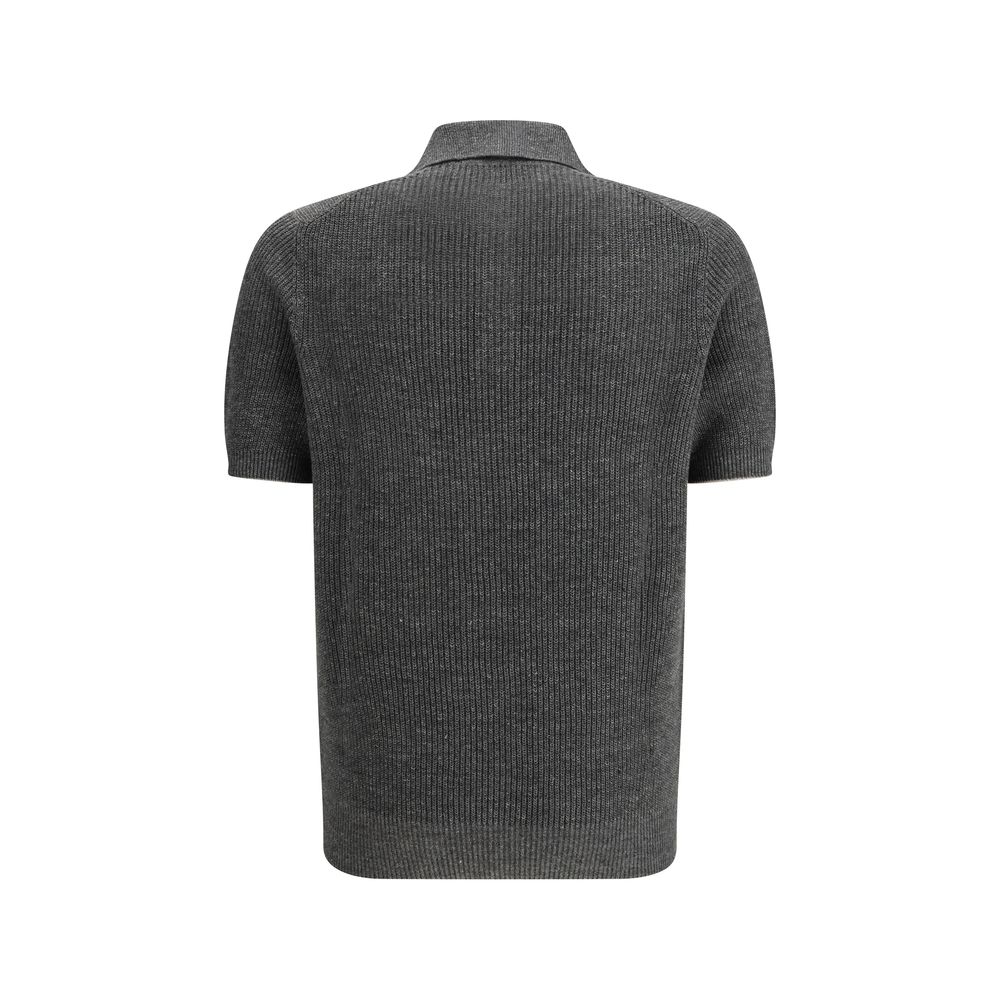 Brunello Cucinelli Gray Cotton Polo Shirt | Regal Royce
