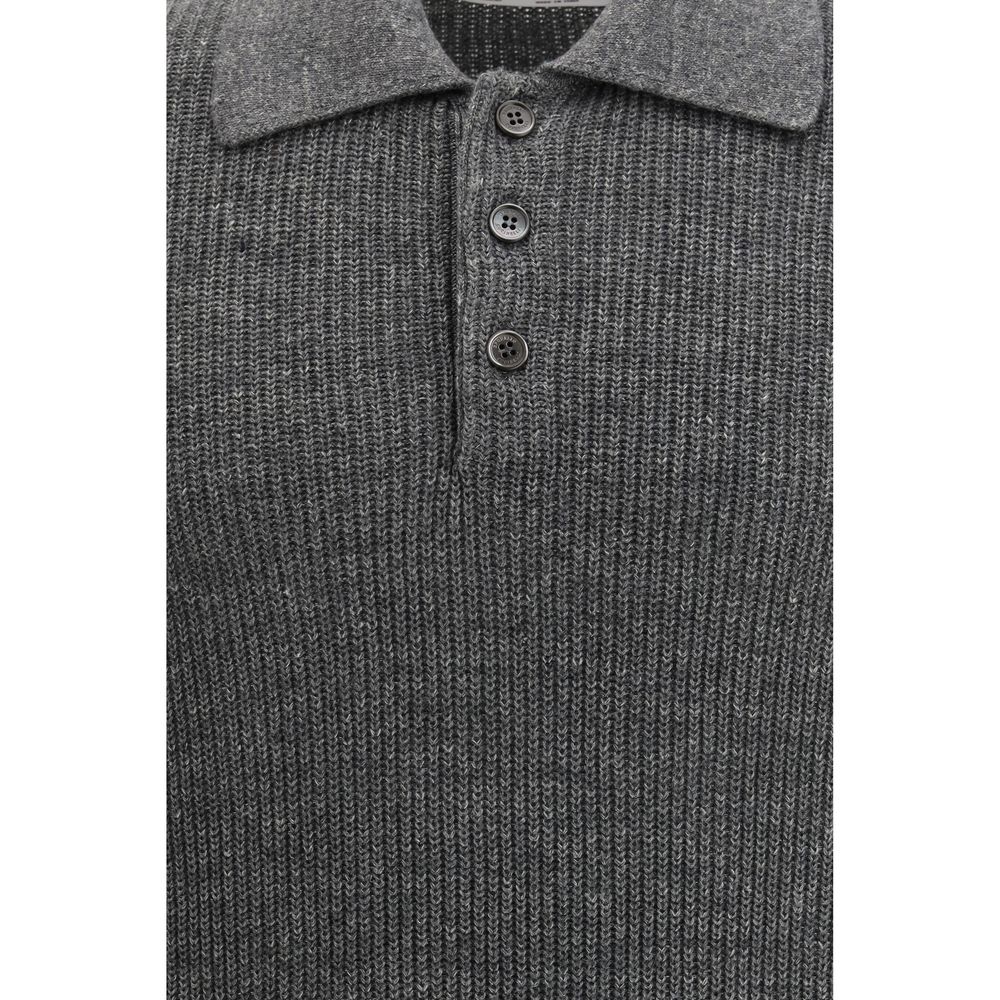 Brunello Cucinelli Gray Cotton Polo Shirt | Regal Royce