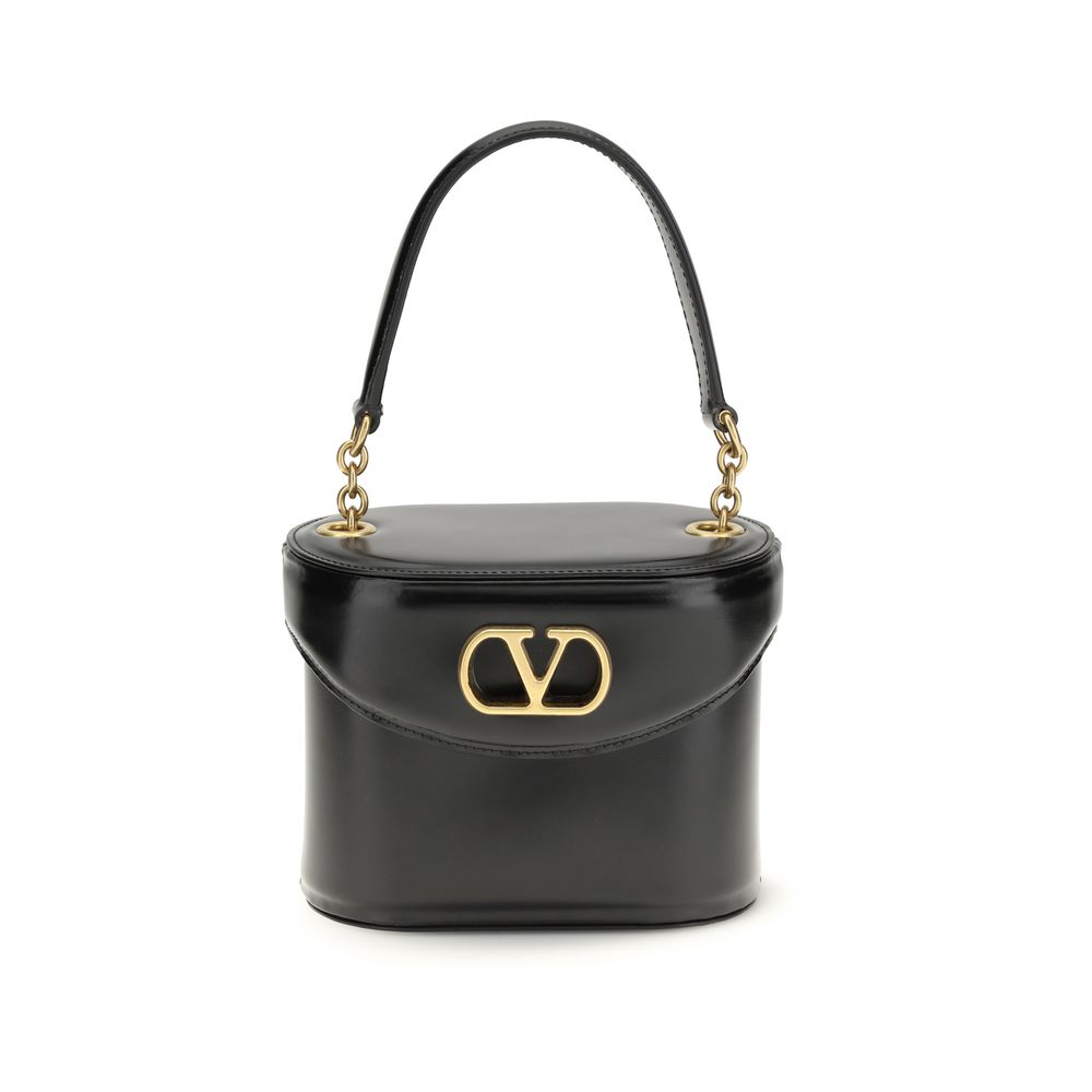 Valentino Garavani Black Calf Leather Bos Taurus Shoulder Bag | Regal Royce