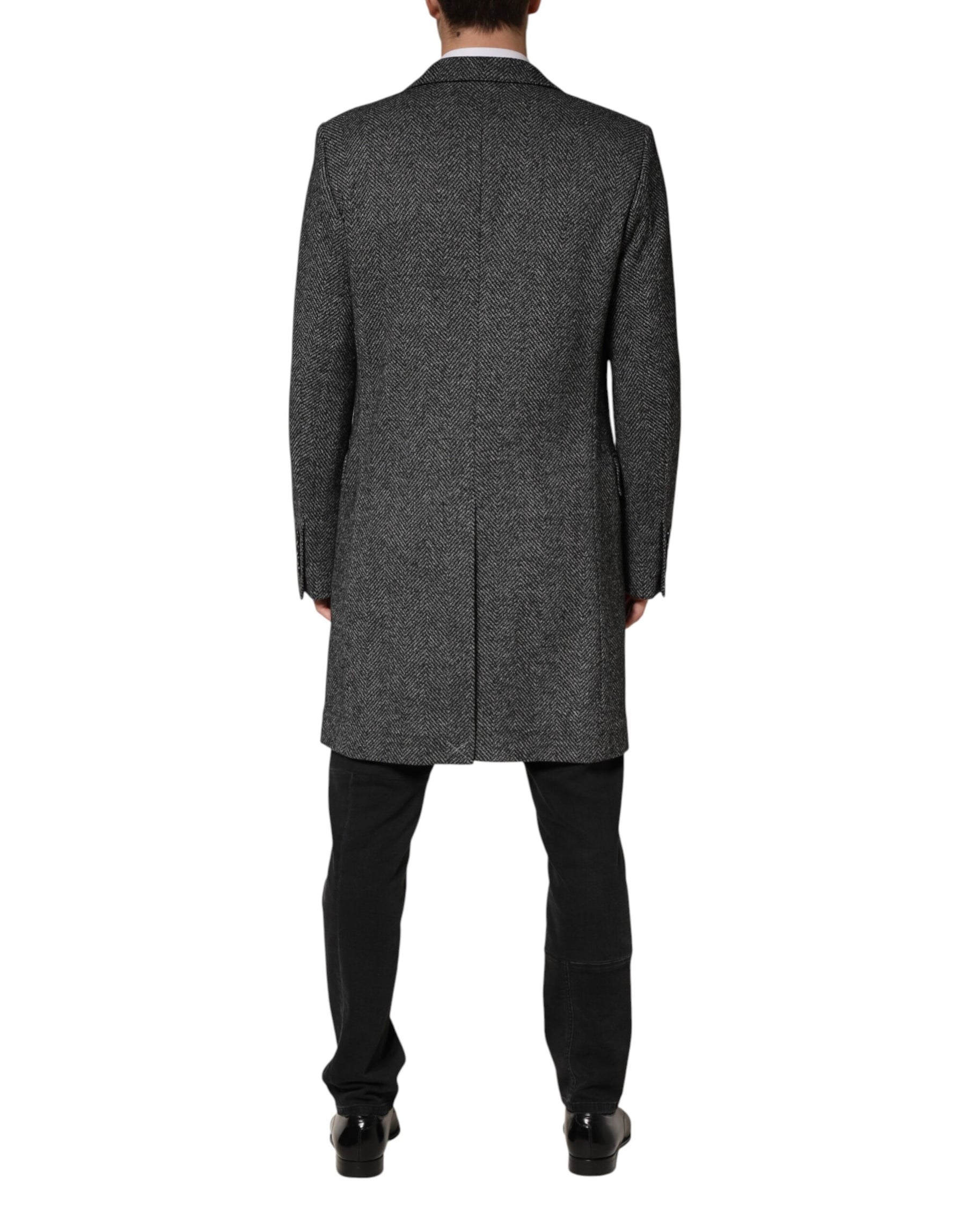 Dolce & Gabbana Gray Wool Blend Long Trench Coat Men Jacket | Regal Royce