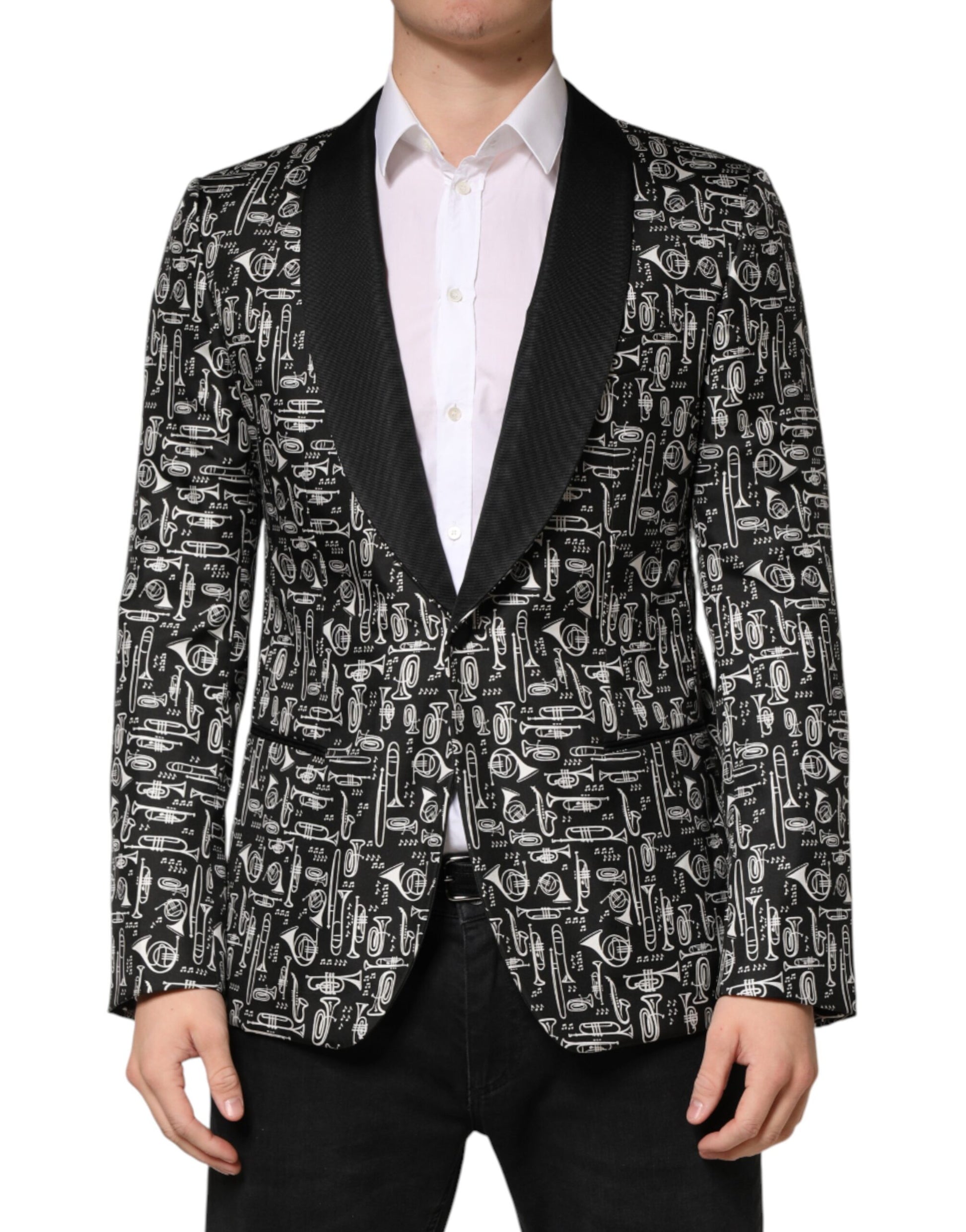 Dolce & Gabbana Black Jazz Club Silk Single Breasted Blazer | Regal Royce