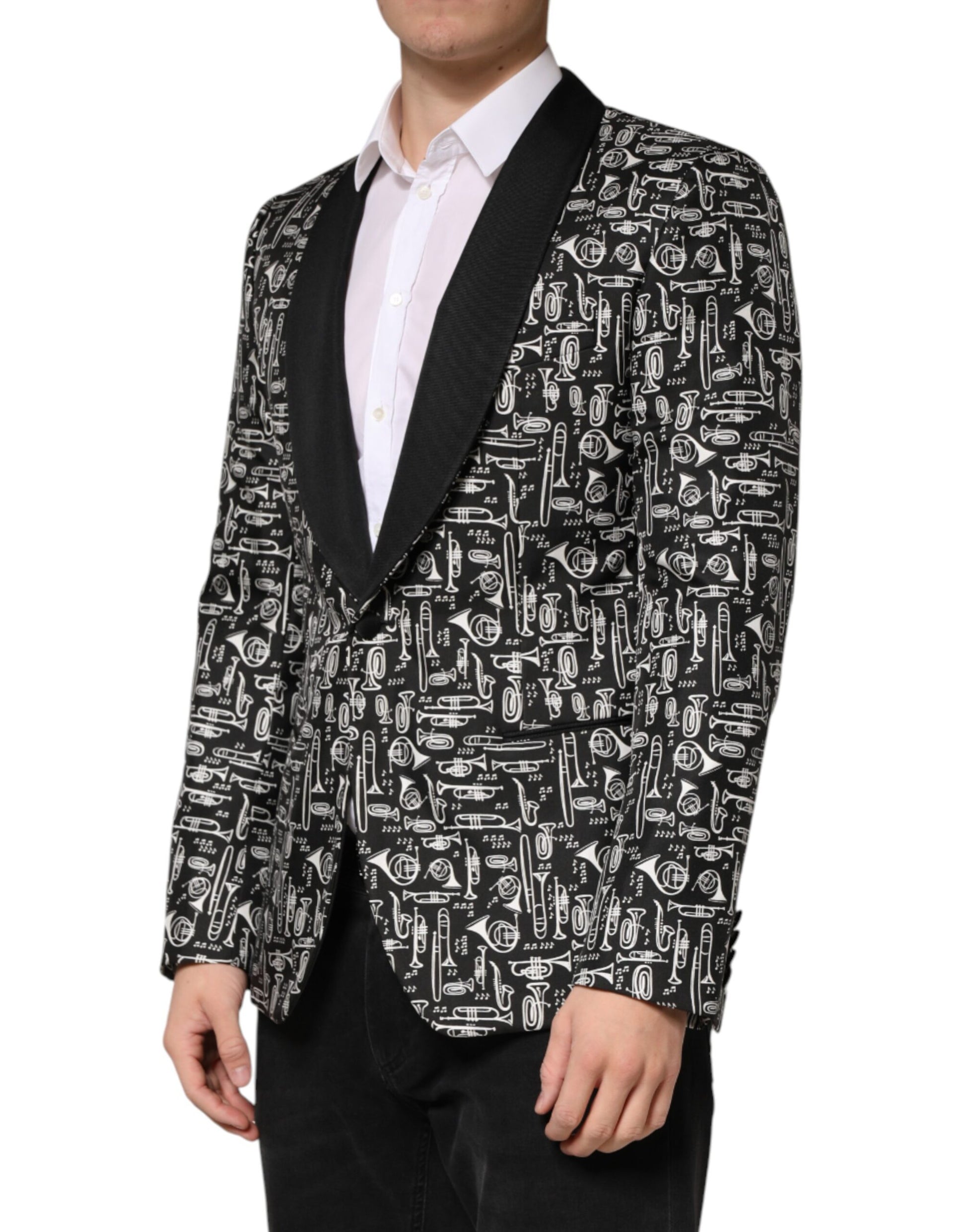 Dolce & Gabbana Black Jazz Club Silk Single Breasted Blazer | Regal Royce