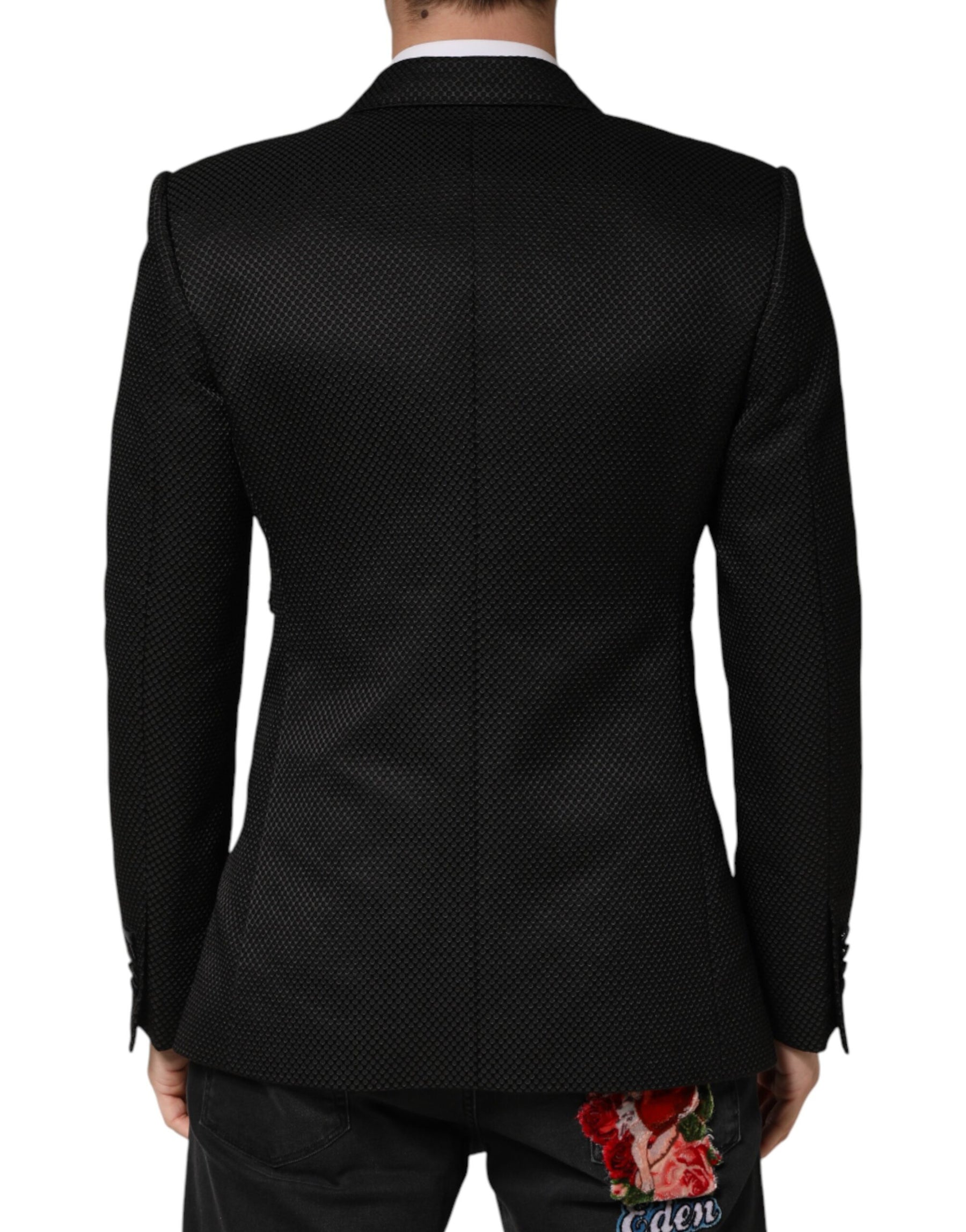 Dolce & Gabbana Black Cotton Double Breasted 2 Button Blazer | Regal Royce