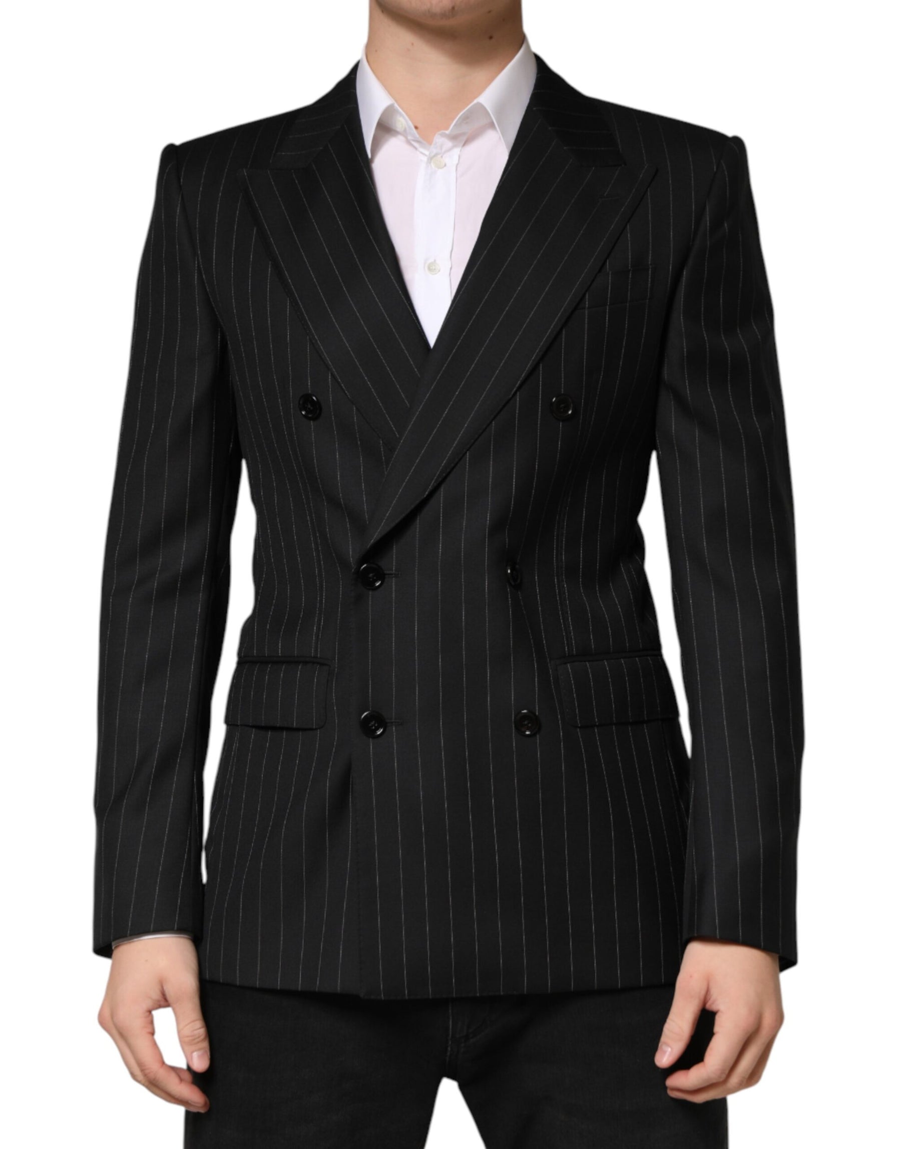 Dolce & Gabbana Black Stripes Double Breasted 2Button Blazer | Regal Royce