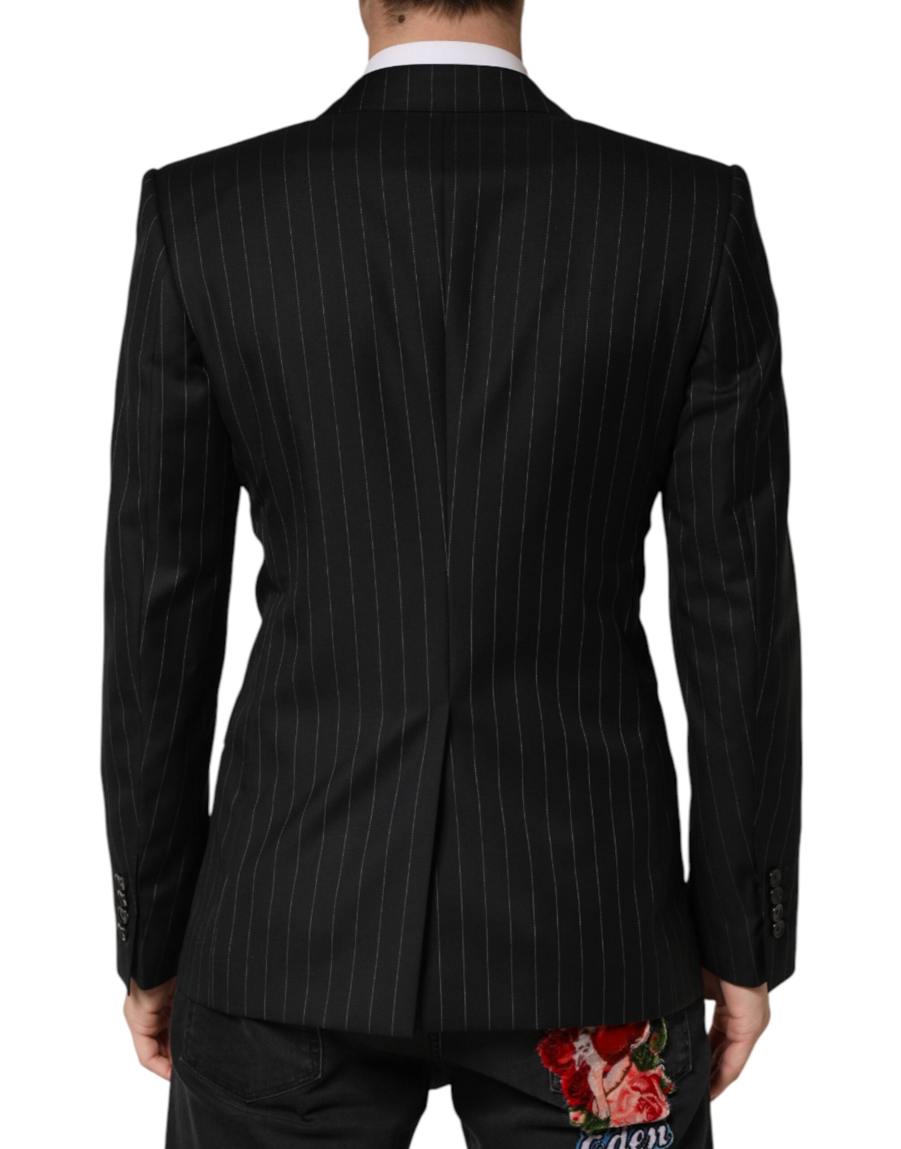 Dolce & Gabbana Black Stripes Double Breasted 2Button Blazer | Regal Royce