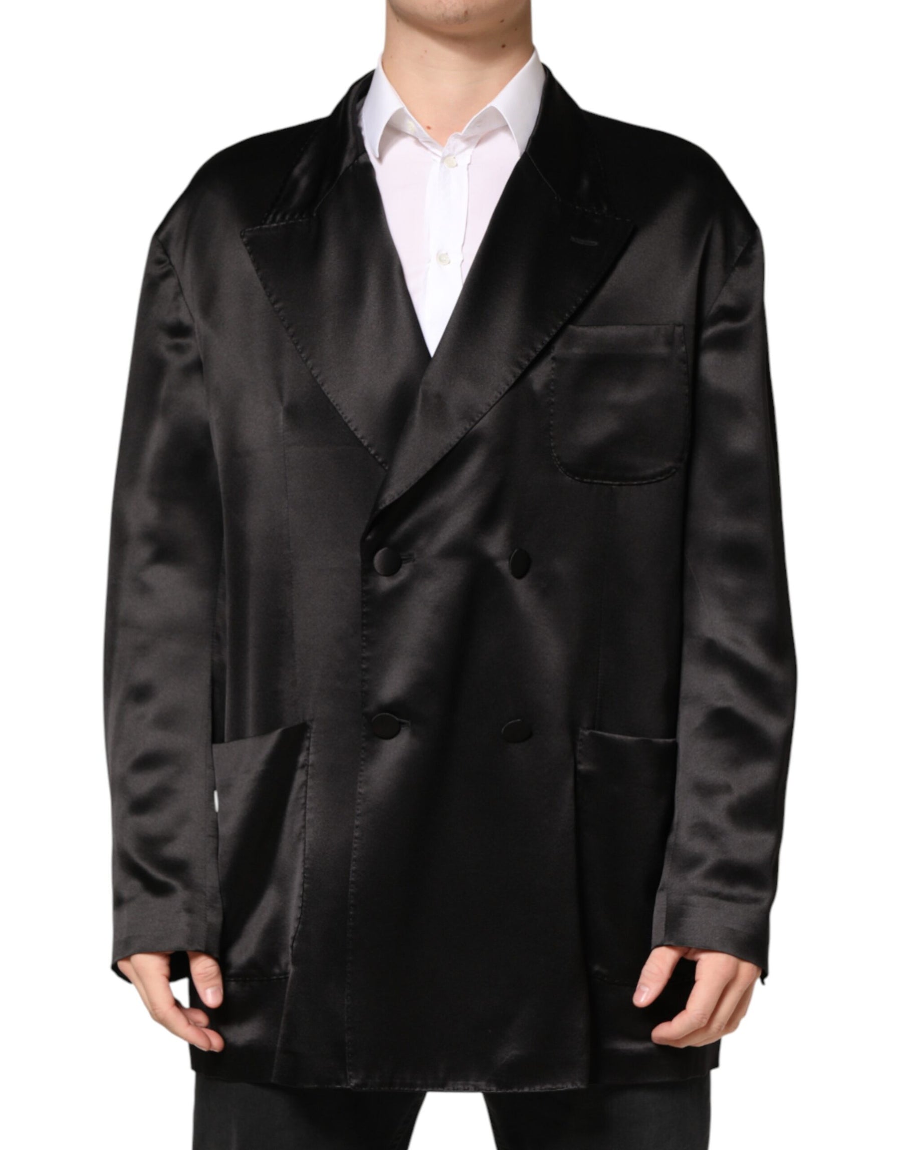 Dolce & Gabbana Black Silk Double Breasted 2 Button Blazer | Regal Royce