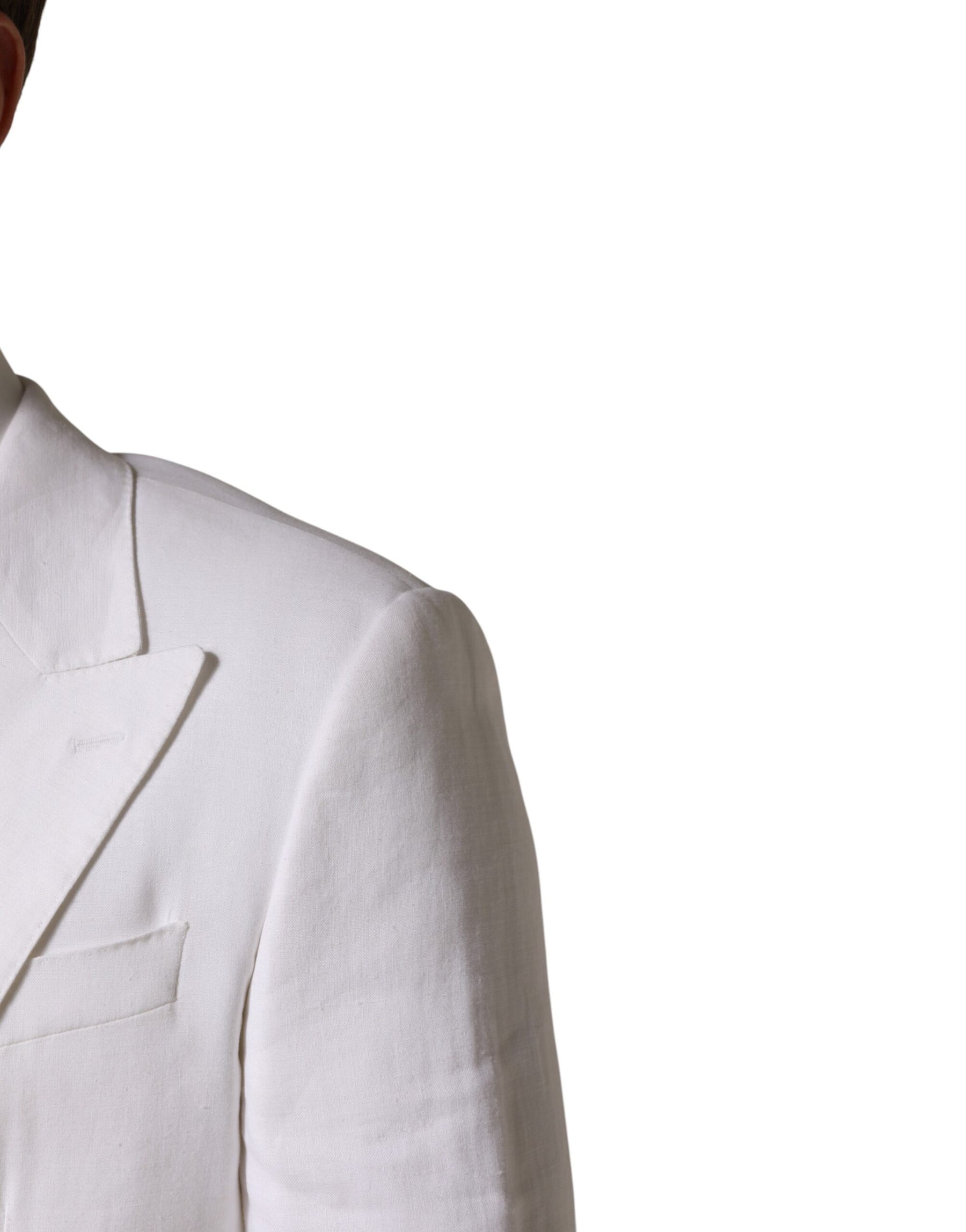 Dolce & Gabbana White Linen Double Breasted 2 Button Blazer | Regal Royce