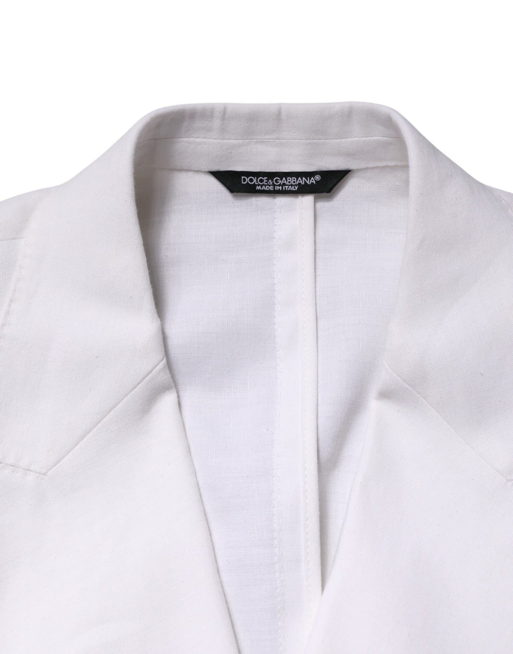 Dolce & Gabbana White Linen Double Breasted 2 Button Blazer | Regal Royce