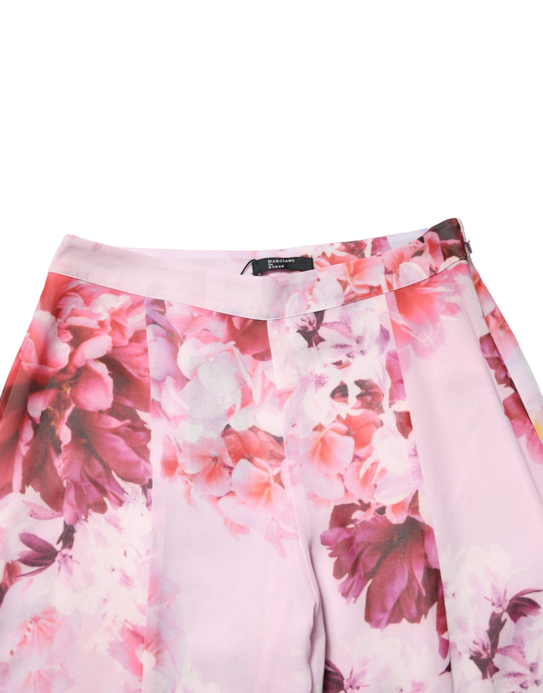 Guess By Marciano Pink Floral Flared High Waist Trouser Pants | Regal Royce