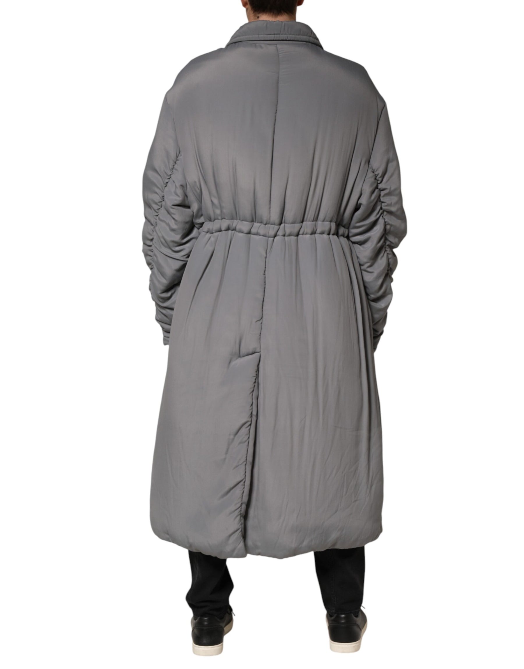 Dolce & Gabbana Gray Acetate Padded Collared Coat Jacket | Regal Royce