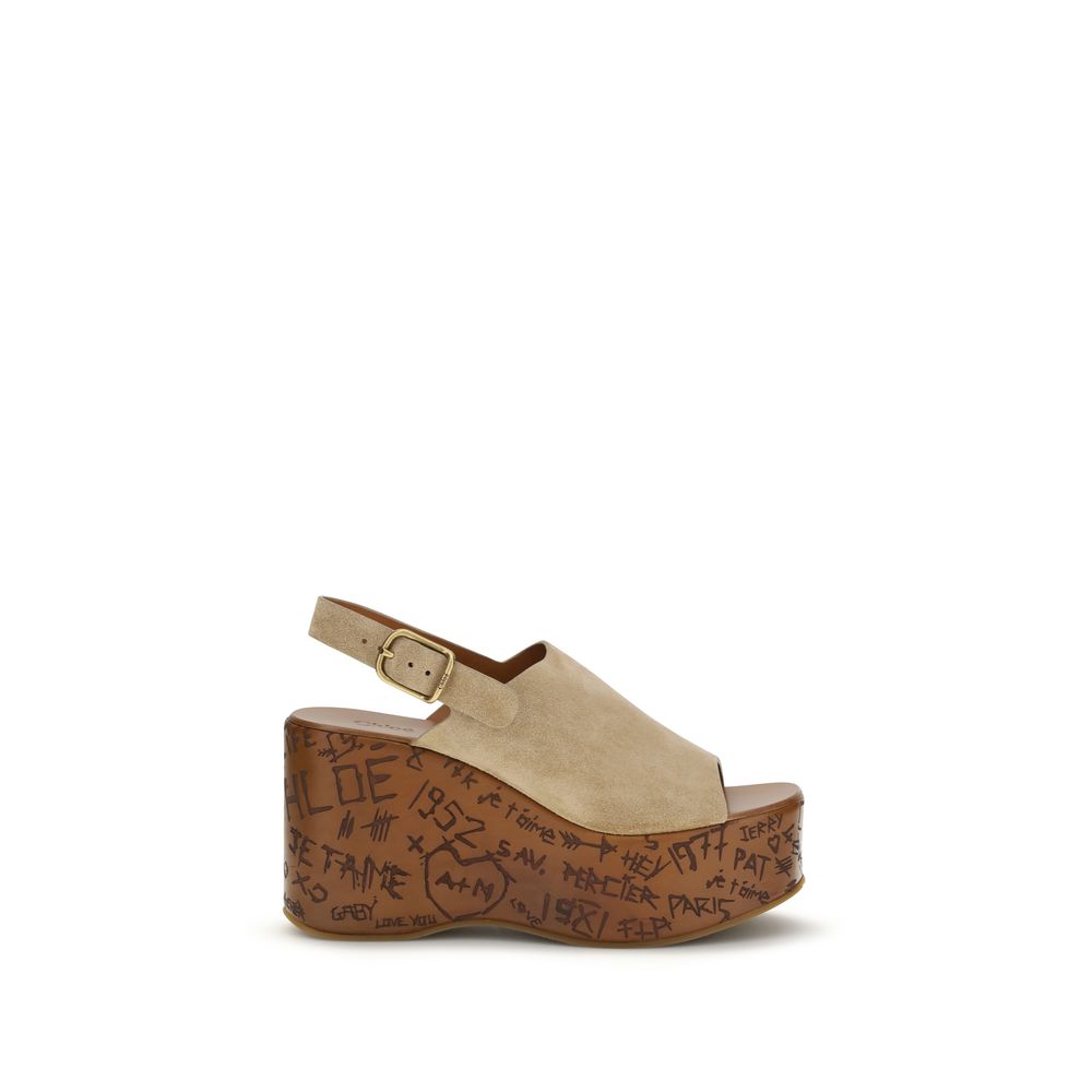 Chloé Beige Lamb Ovis Aries Aries Platform Sandals | Regal Royce