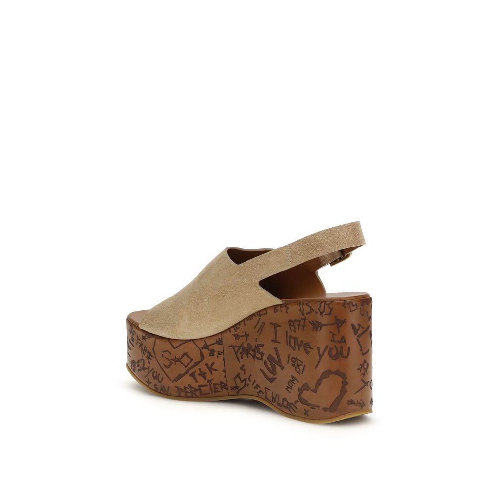 Chloé Beige Lamb Ovis Aries Aries Platform Sandals | Regal Royce