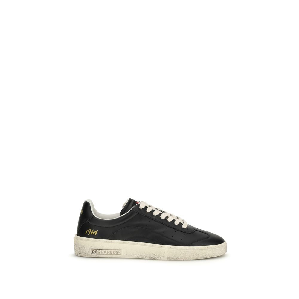 Dsquared² Black Calf Leather Bos Taurus Low Top Sneakers | Regal Royce