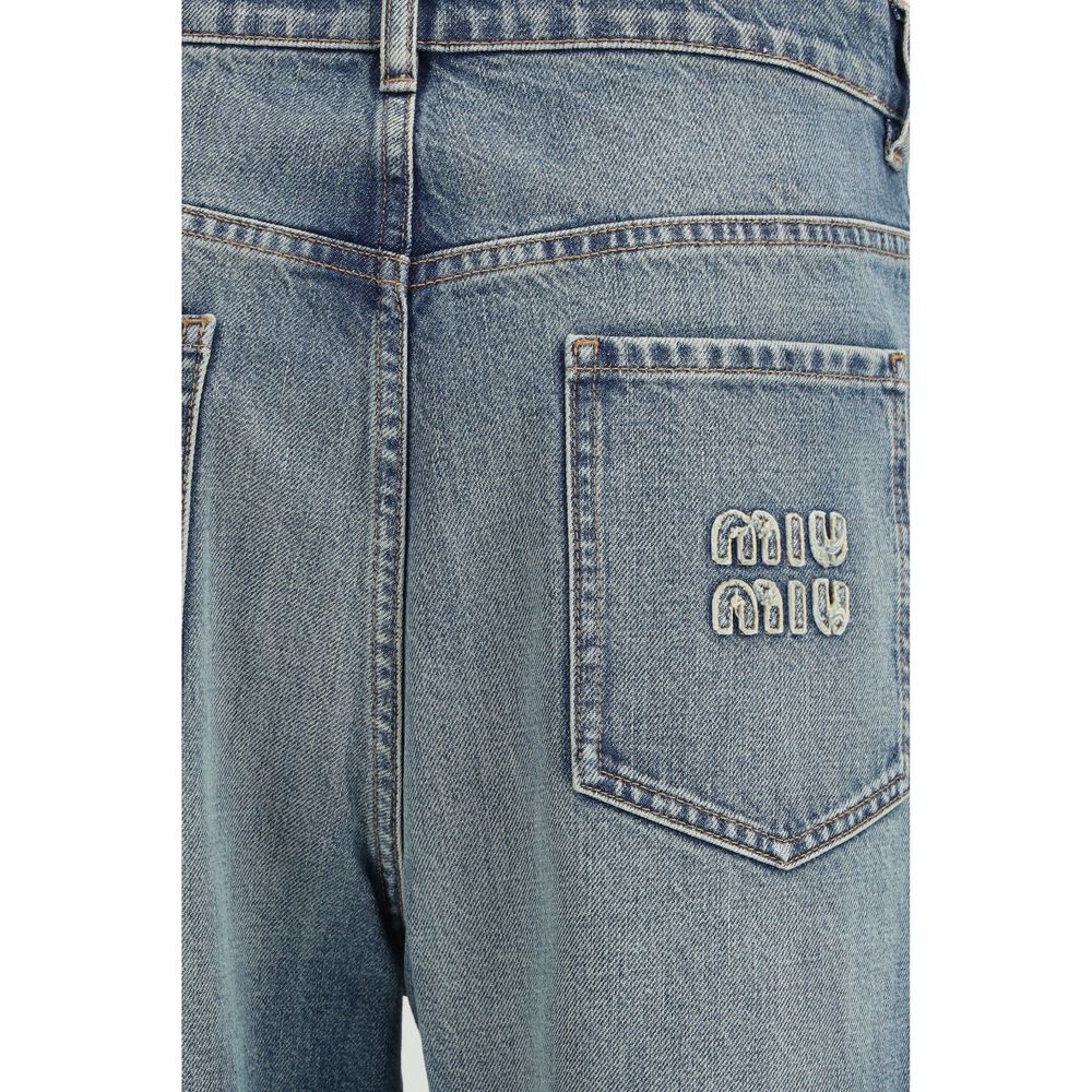Miu Miu Blue Cotton Straight-Leg Jeans | Regal Royce
