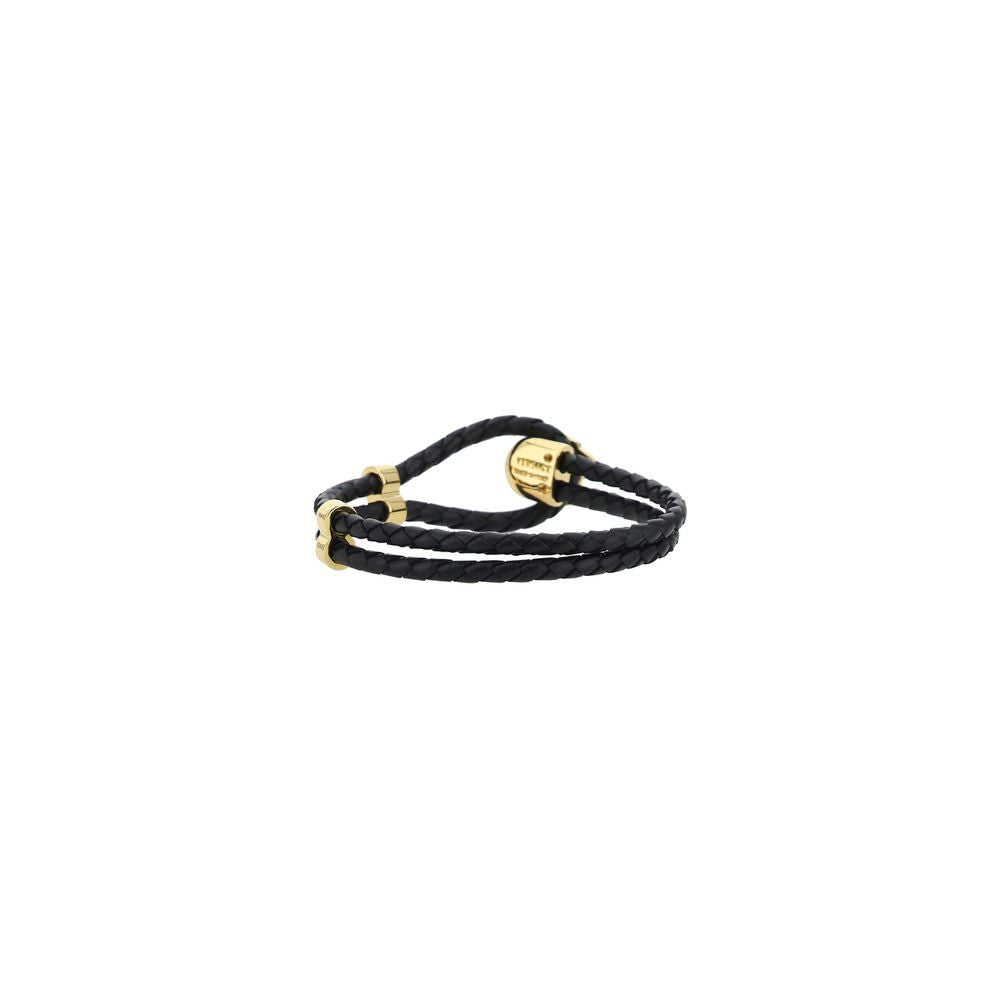 Versace Black Calf Leather Bos Taurus Bracelet | Regal Royce