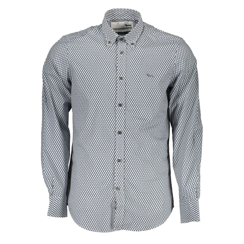 Harmont & Blaine Blue Cotton Pattern Shirt | Regal Royce