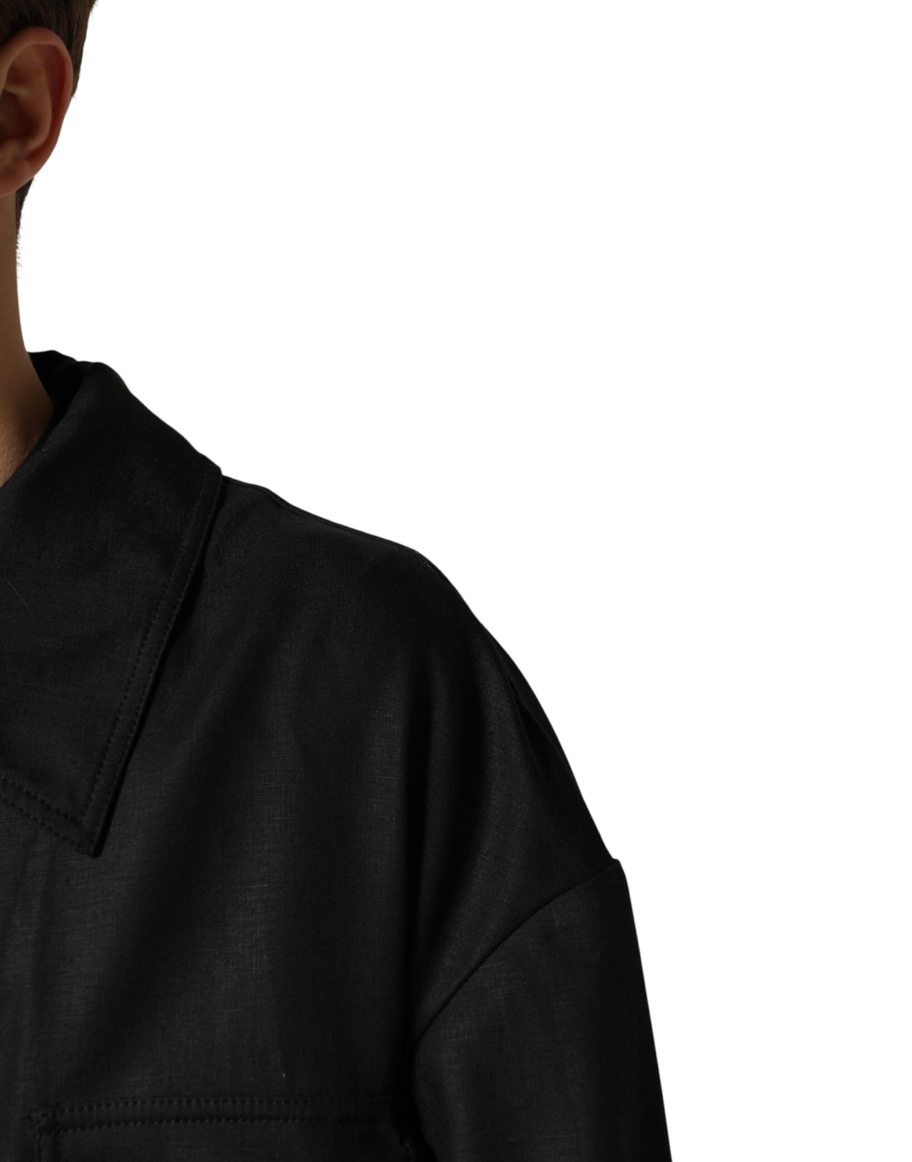 Dolce & Gabbana Black Pockets Collared Trench Coat Jacket | Regal Royce