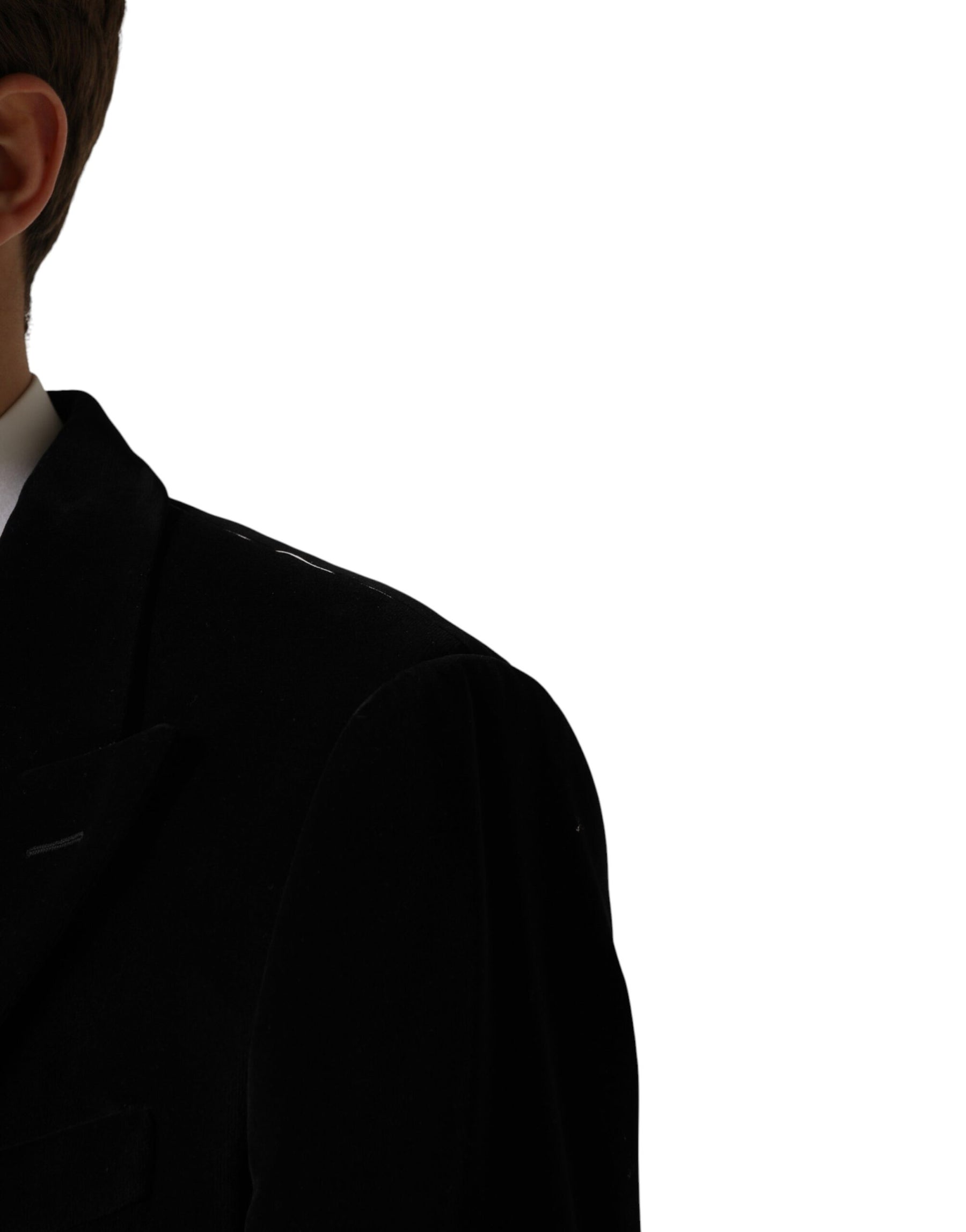 Dolce & Gabbana Black Cotton Velvet Long Trench Coat Jacket | Regal Royce