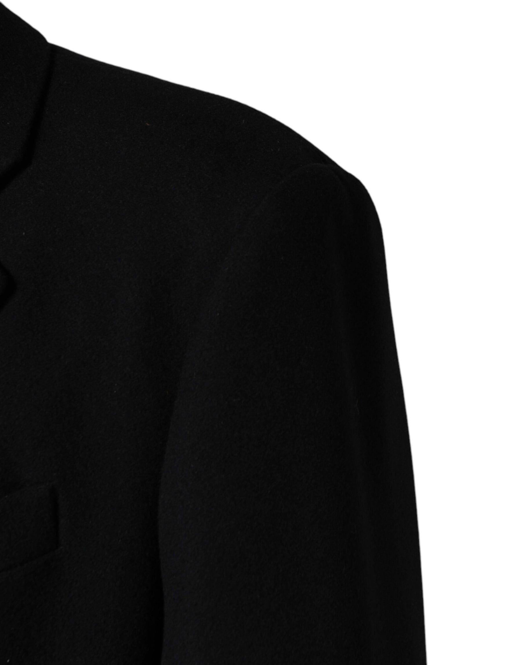 Dolce & Gabbana Black Wool Single Breasted Long Coat Jacket | Regal Royce