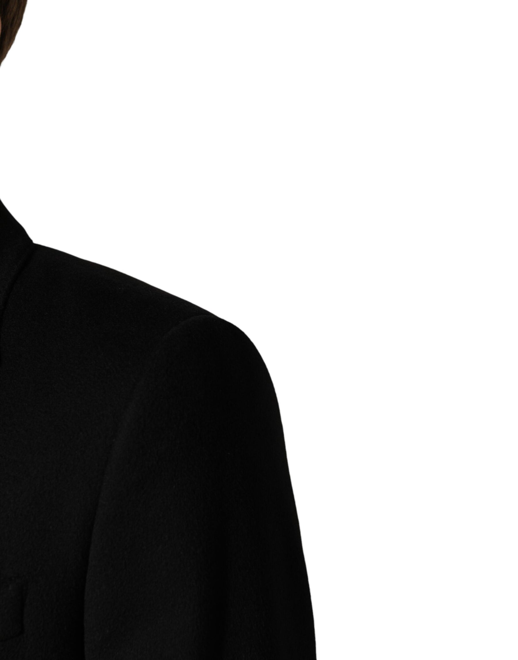 Dolce & Gabbana Black Wool Double Breasted TrenchCoat Jacket | Regal Royce