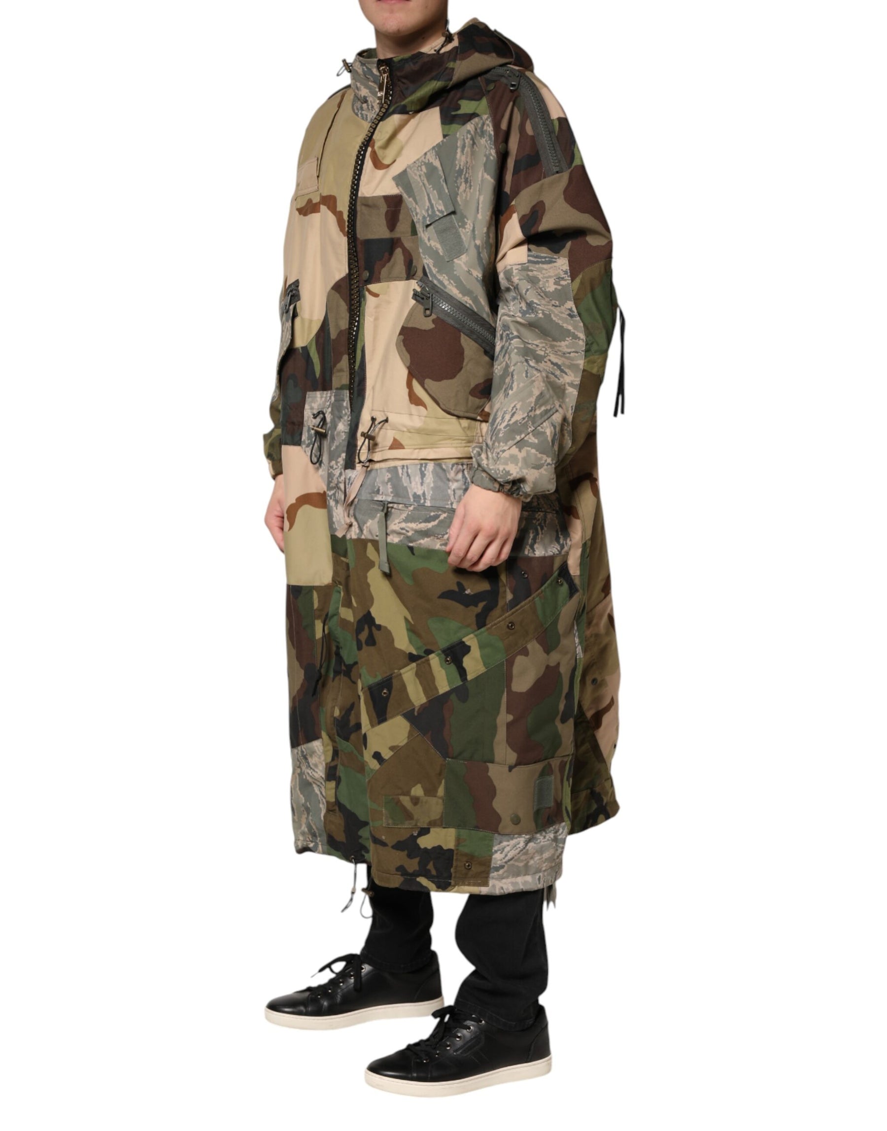Dolce & Gabbana Multicolor Camouflage Hooded RainCoat Jacket | Regal Royce