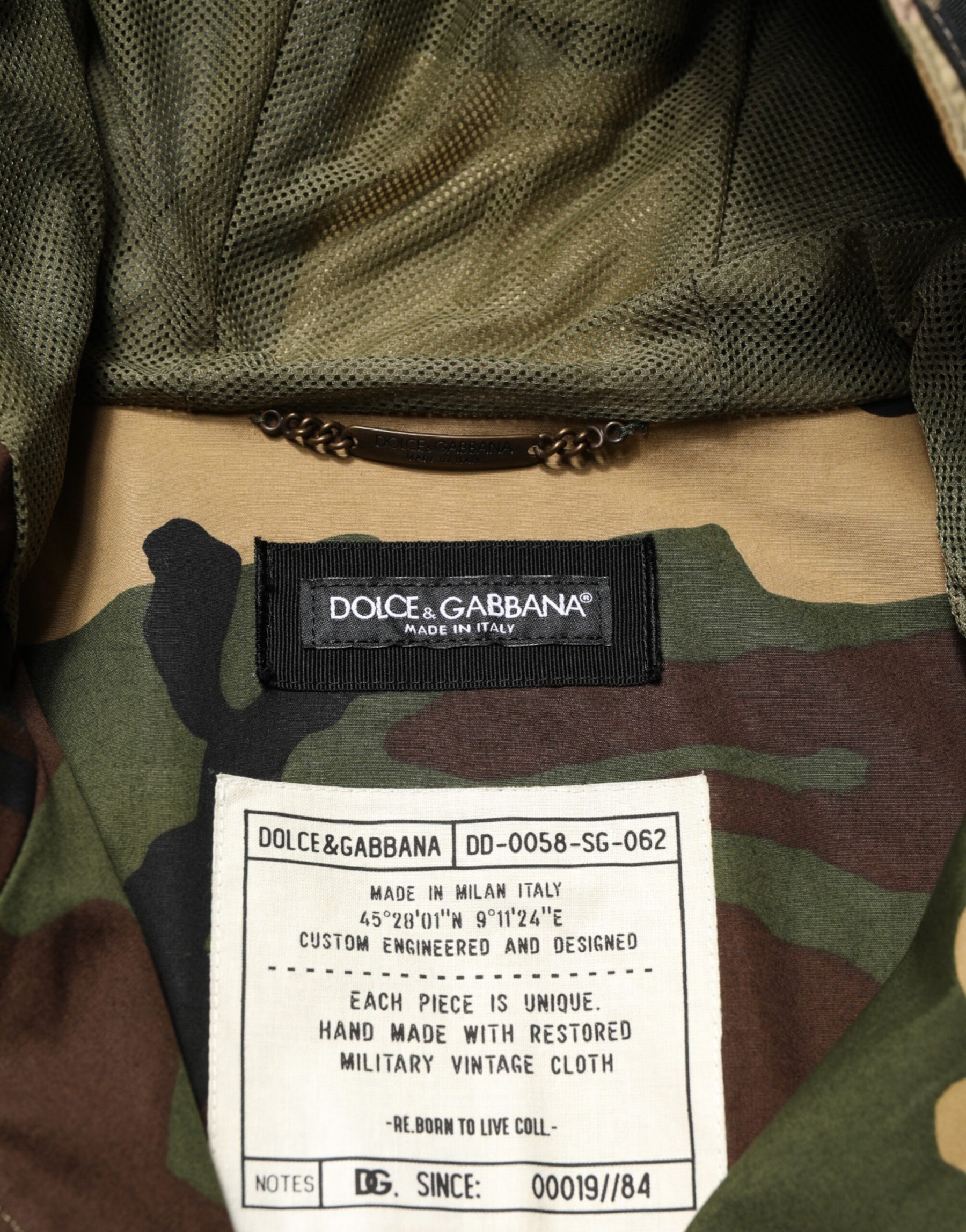 Dolce & Gabbana Multicolor Camouflage Hooded RainCoat Jacket | Regal Royce