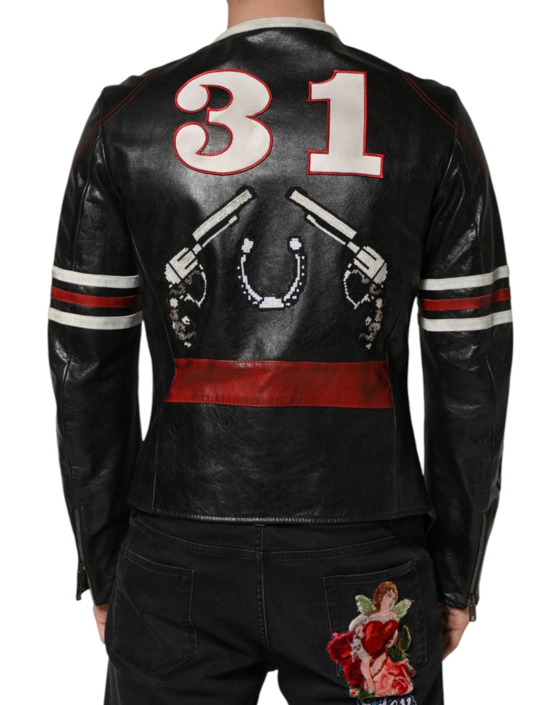 Dolce & Gabbana Multicolor Guns n' Roses Full Zip Men Biker Jacket | Regal Royce