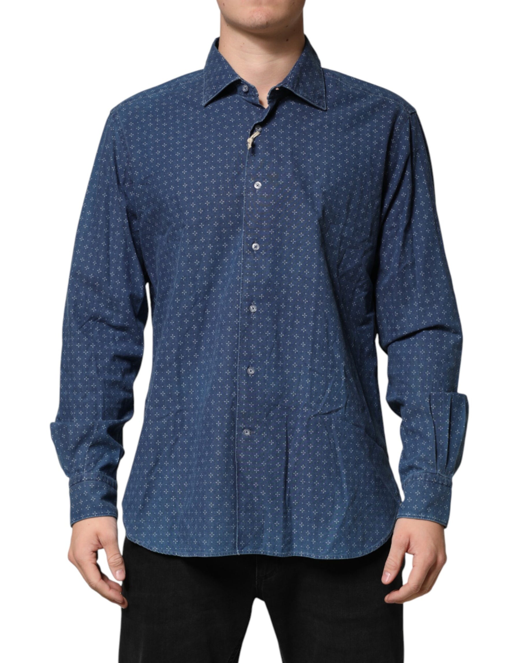 Orian 1968 Blue Button Down Long Sleeves Men Shirt | Regal Royce
