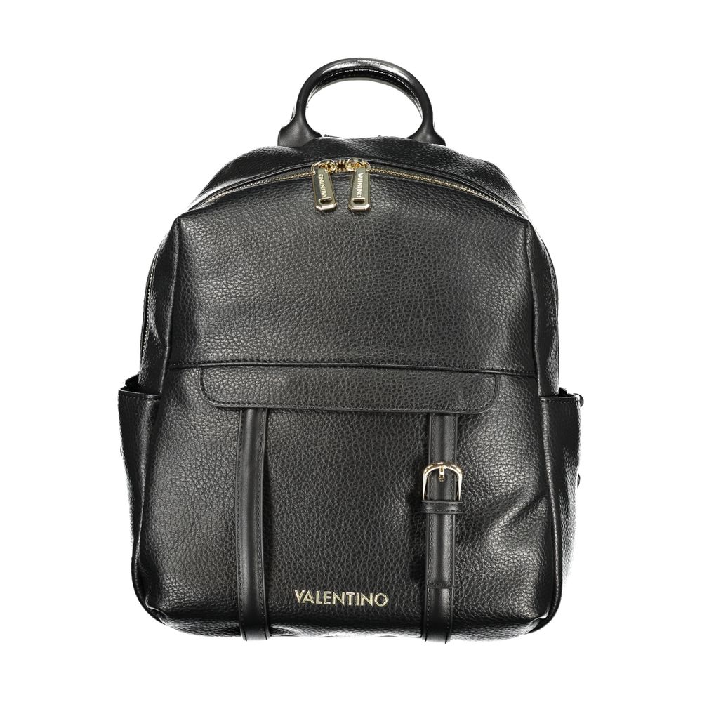 Mario Valentino Black Polyurethane Women Backpack | Regal Royce