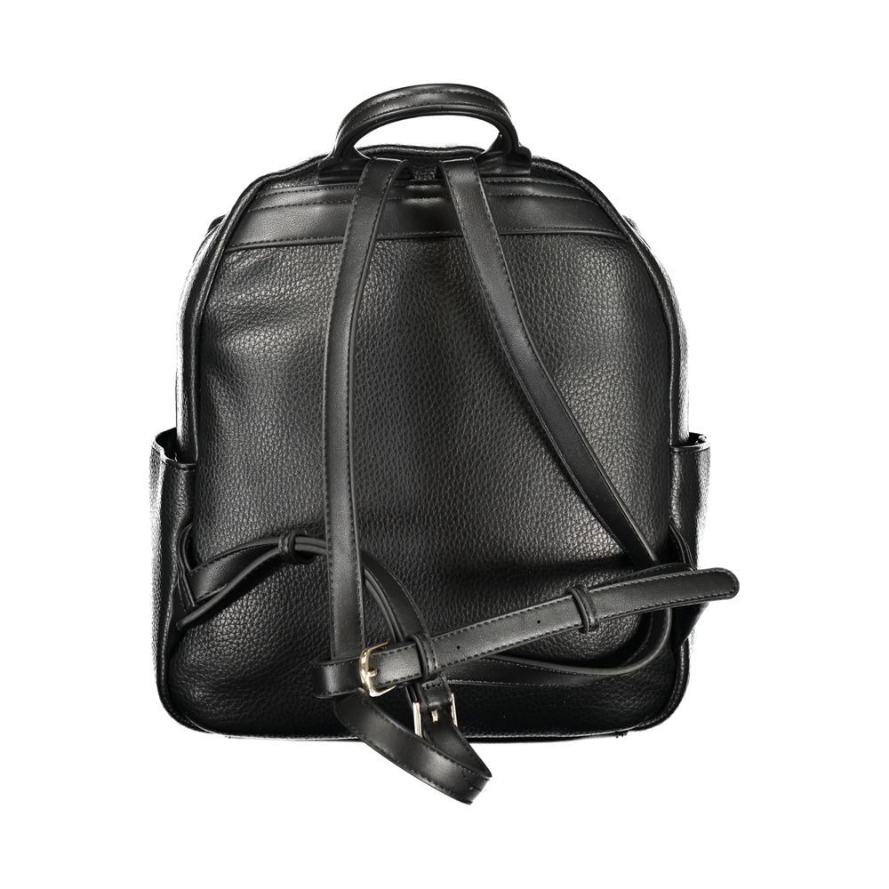 Mario Valentino Black Polyurethane Women Backpack | Regal Royce