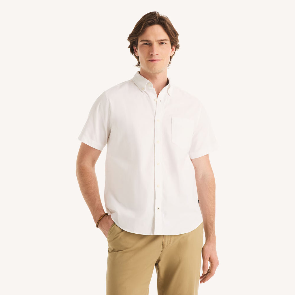 Nautica short sleeve shirt bright white cotton